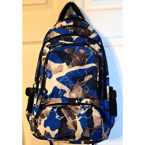 Camo Blue Kids Backpack Elementary/Middle School Bookbag Ages 5 and up - Large